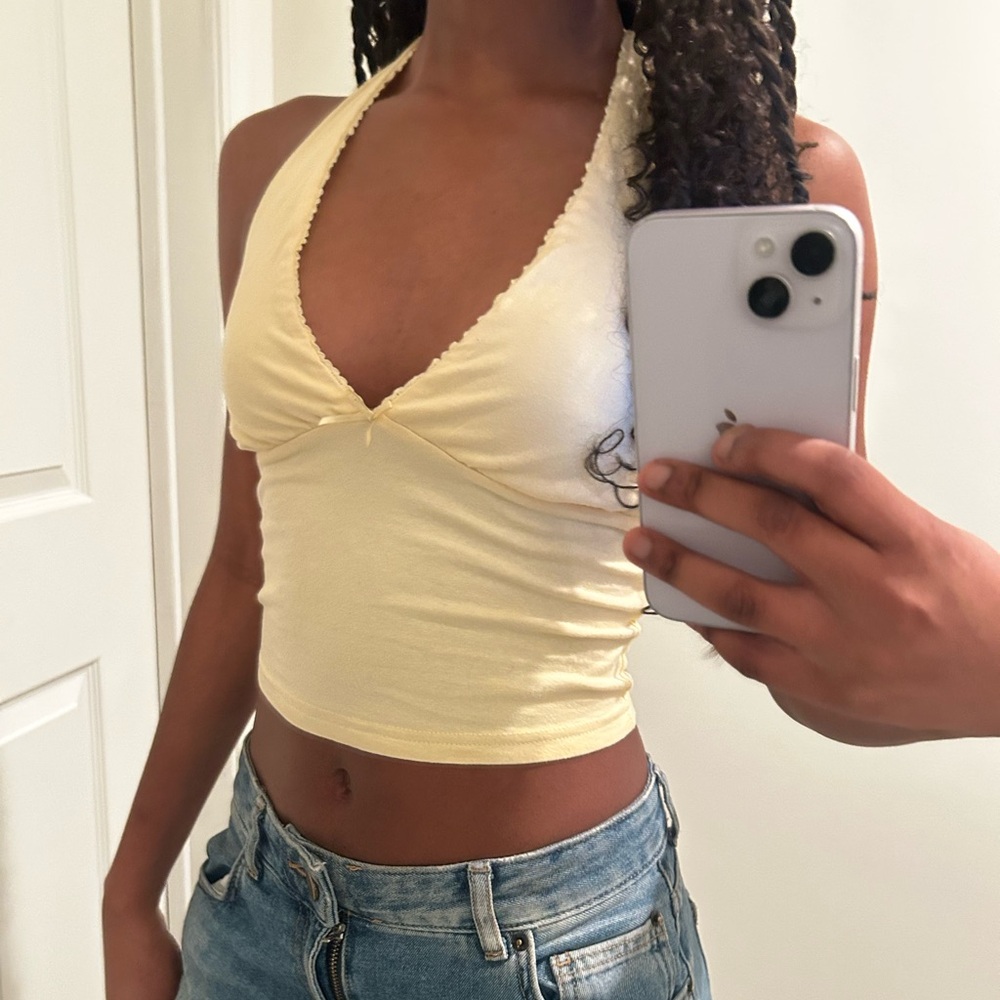 Yellow Halter Crop Top